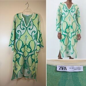 Zara jacquard knit boho oversized tunic dress. Size S-M